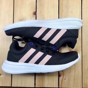 Adidas Women's 7.5 Lite Racer CLN 2.0 Athletic Running Shoes Black w Pink Stripe